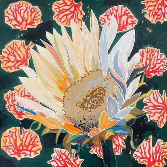Sunflower with Red Corral